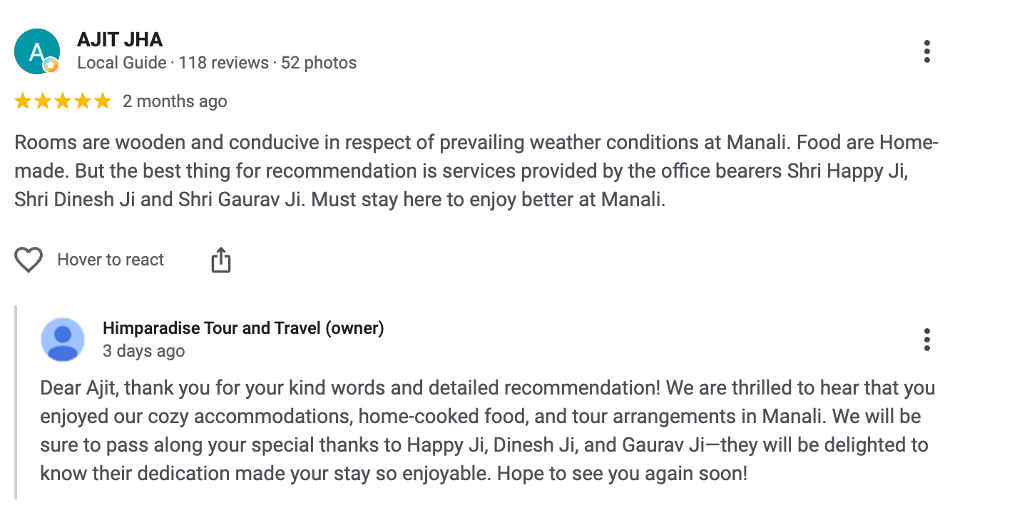 5 Star Google Review